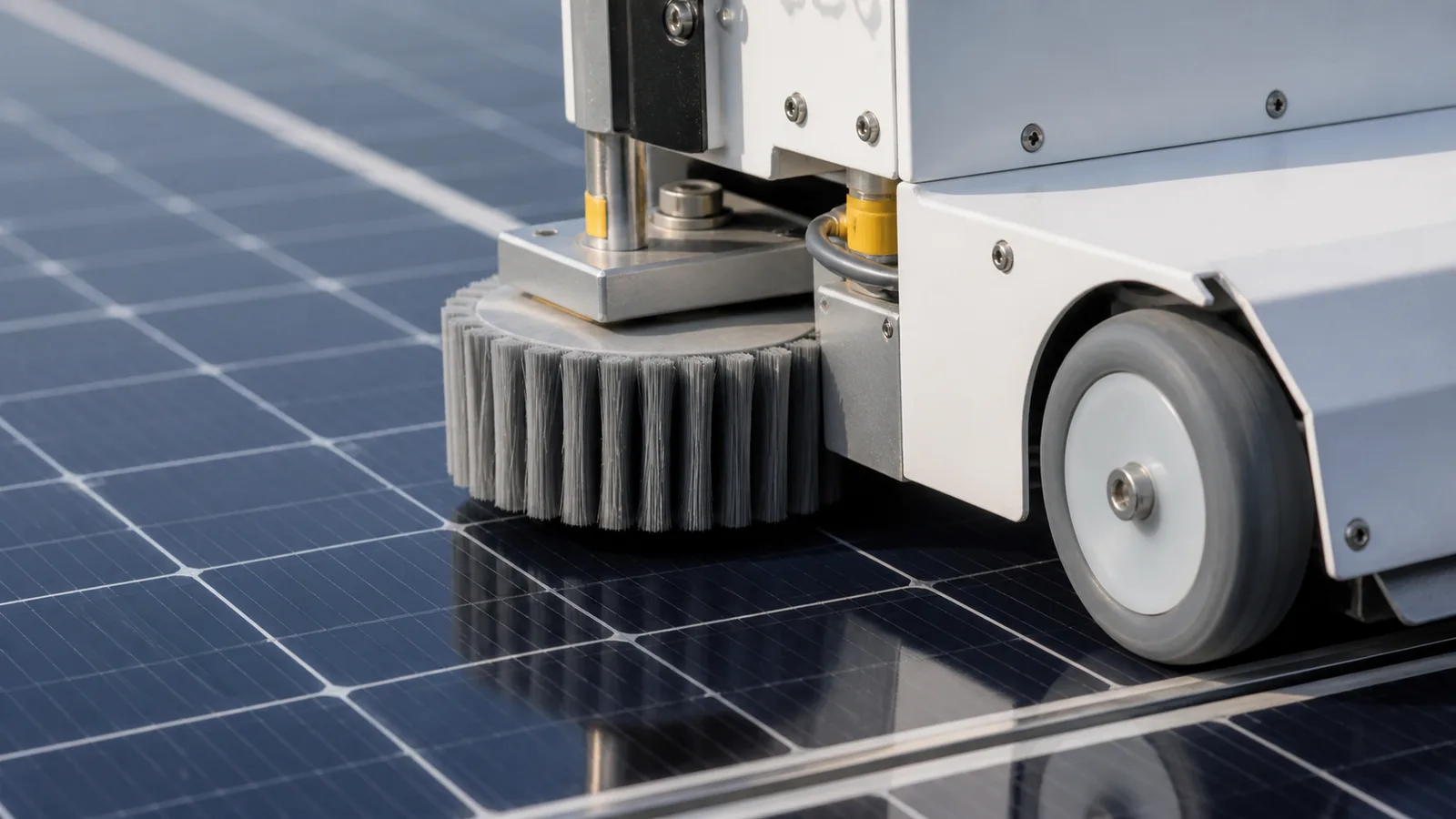 Lift & Shift brush and wheel contact on solar glass